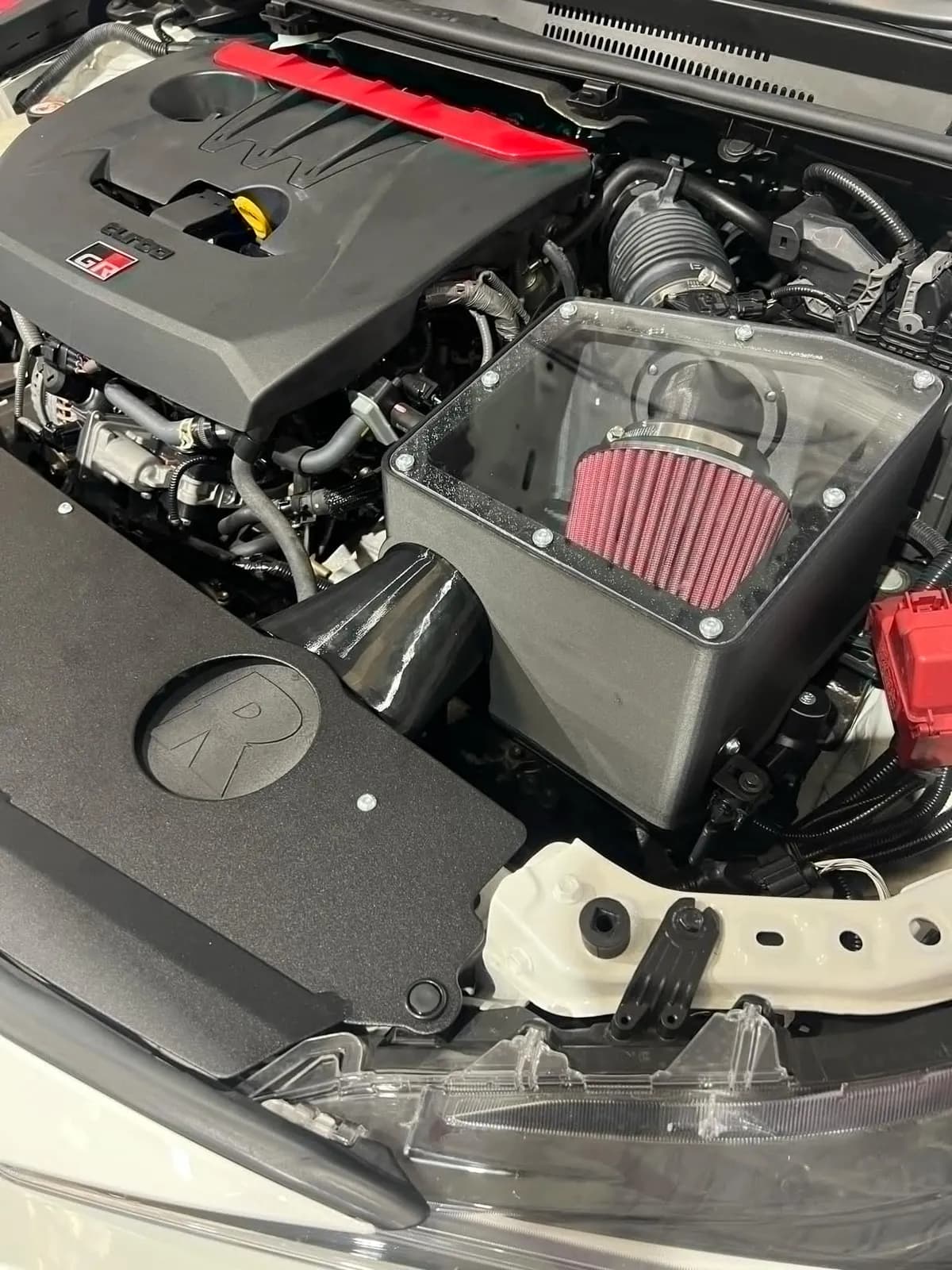 Roccomotive intake system fitted in a Toyota GR Corolla engine bay